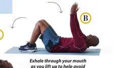  ??  ?? B Exhale through your mouth as you lift up to help avoid straining your neck forward.