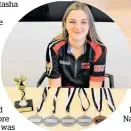  ?? Photo / Rosalie Willis ?? Natasha Goggin with medals and All Star trophy from the National Youth Championsh­ip.
