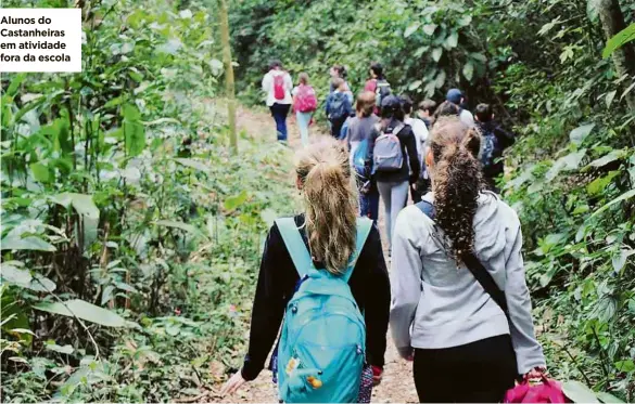  ??  ?? Alunos do Castanheir­as em atividade fora da escola