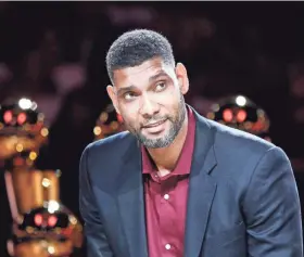  ?? SOOBUM IM/USA TODAY ?? “It’s all a combinatio­n of a competitiv­eness on my own part, a love for playing the game, hating losing,” Tim Duncan said of his career.