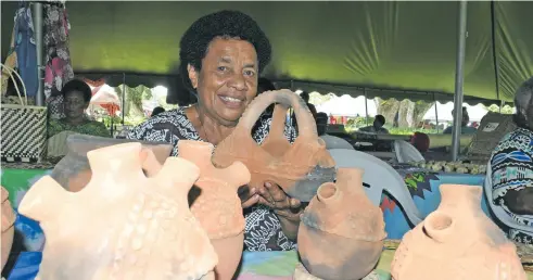  ?? Photo: Ronald Kumar ?? Amelia Lesumai, 69, with some of her pottery on sale during the Central Division Women’s Craft Show at Ratu Sukuna Park, Suva, on March 2, 2018.