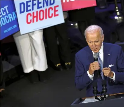  ?? Anna Moneymaker/Getty Images ?? President Joe Biden speaks at a Democratic National Committee event on Oct. 18, in Washington, DC.