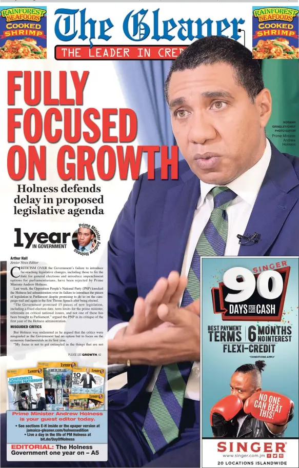  ?? NORMAN GRINDLEY/CHIEF PHOTO EDITOR ?? MISGUIDED CRITICS Prime Minister Andrew Holness