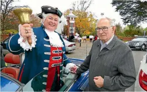  ??  ?? Town Crier Lynley McKerrow and protest organiser Bob Simpson.