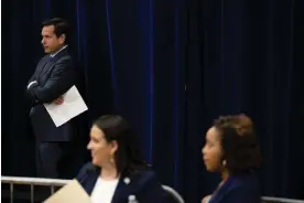  ?? Photograph: Bloomberg/Getty Images ?? Cisco Aguilar, Democratic candidate for Nevada secretary of state, during an early vote rally in Las Vegas, Nevada, on 1 November 2022.