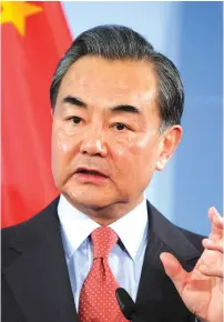  ??  ?? Chinese Foreign Minister Wang Li
