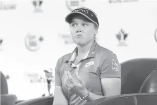  ?? CP PHOTO ?? Brooke Henderson speaks at a media conference at Wascana Country Club in Regina on Tuesday.