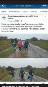  ??  ?? MAESTROS. La fanpage Docentes Argentinos elogió a quienes trabajaban.