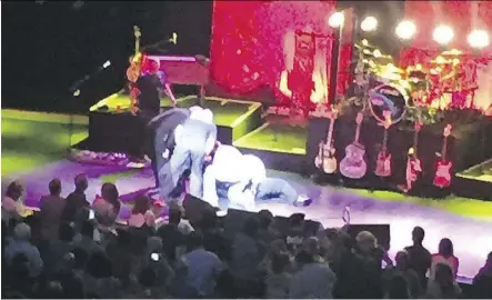  ??  ?? Fans were told to clear the Jubilee Auditorium after Meat Loaf collapsed while he was performing I Would Do Anything For Love on Thursday night. There was no word on his condition as of press time.