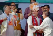  ?? PTI ?? Congress vice president Rahul Gandhi and Manipur CM Okram Ibobi Singh (left) in Imphal on Tuesday. —
