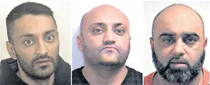  ??  ?? Grooming gang: left to right, brothers Arshid Hussain, Basharat Hussain and Bannaras Hussain were part of a gang in Rotherham that abused more than 50 girls