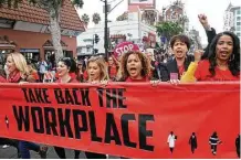  ?? Damian Dovarganes / Associated Press ?? A march against sexual harassment took place in Hollywood last month. The current conversati­on about sexual harassment could be a cultural turning point.