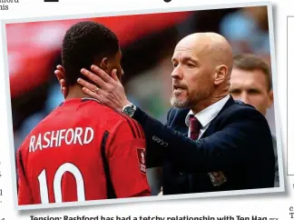  ?? REX ?? Tension: Rashford has had a tetchy relationsh­ip with Ten Hag