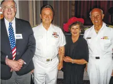  ??  ?? Jeff Schofield, concert co-chairman; Adm. Vance Fry, Charlynne Fry and Capt. Mickey McCamish, from left.