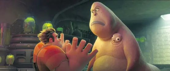  ?? DISNEY ?? Ralph, left, goes up against villain Double Dan in Ralph Breaks the Internet, the sequel to 2012’s Wreck-It Ralph. John C. Reilly and Sarah Silverman return to voice the lead characters.