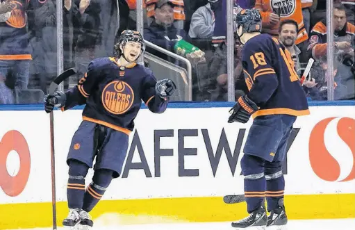  ?? IAN KUCERAK • POSTMEDIA NEWS ?? Edmonton Oilers’ Kailer Yamamoto, left, was one of two Oilers to file for salary arbitratio­n, along with Jesse Puljujarvi, and his hearing date is on Aug. 7.