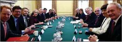  ??  ?? Crunch meeting: Miss Sturgeon sits across from Theresa May during talks on leaving the EU