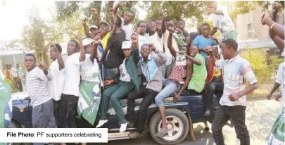  ?? File Photo: PF supporters celebratin­g ??