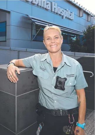  ?? Picture: JASON O’BRIEN ?? Security guard Kris Cumming at Robina Hospital.