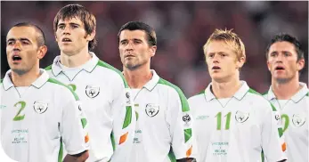  ??  ?? Stephen Carr, Kevin Kilbane, Roy Keane, Damien Duff and Robbie Keane on national duty