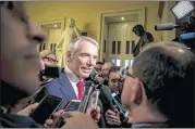  ?? AL DRAGO / THE NEW YORK TIMES ?? Sen. Rob Portman, R-Ohio, cast the bill as providing “the kind of middle-class tax relief that’s desperatel­y needed right now.”