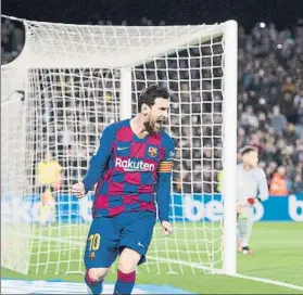  ?? FOTO: PERE PUNTÍ ?? Leo Messi, celebrando el último gol en el Camp Nou la última vez que lo pisó