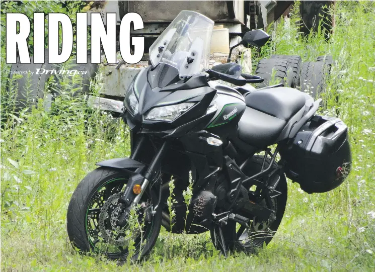  ?? — DAVID BOOTH/DRIVING.CA ?? The addition of saddlebags makes the 2017 Kawasaki Versys 650 LT a truly touring-capable mid-size adventure motorcycle that will last you for years.