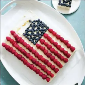  ?? CARL TREMBLAY — AMERICA’S TEST KITCHEN VIA AP ?? This undated photo provided by America’s Test Kitchen in May 2018 shows a U.S. flag cake in Brookline, Mass. This recipe appears in the cookbook “The Perfect Cake.”