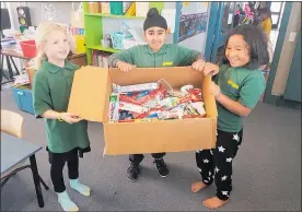  ??  ?? Katikati Primary School students want all brands of used oral care products.