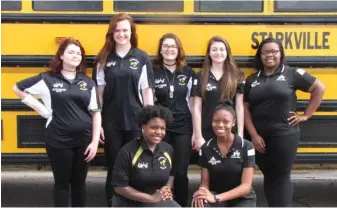  ?? (Photo by Danny P. Smith, SDN) ?? The Starkville High School girls bowling team of Carri Ashford, listed alphabetic­ally, Madi Carter, Chasity Cook, Veronica Cook, Savannah Lee, Kanesha McLemore and Amber Miller will participat­e in the state tournament today.