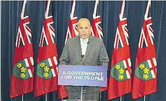  ?? ANTONELLA ARTUSO ?? PC Government House Leader Todd Smith announces his party’s legislativ­e priorities in the upcoming session. “We’re going to keep our promises,” he said.