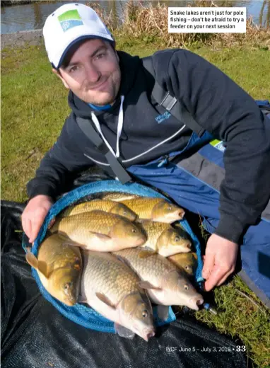  ??  ?? Snake lakes aren’t just for pole fishing – don’t be afraid to try a feeder on your next session