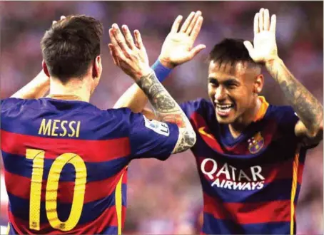  ??  ?? Barcelona’s duo of Lionel Messi (left) and Neymar may miss the final of the UEFA Champions League due to Brexit