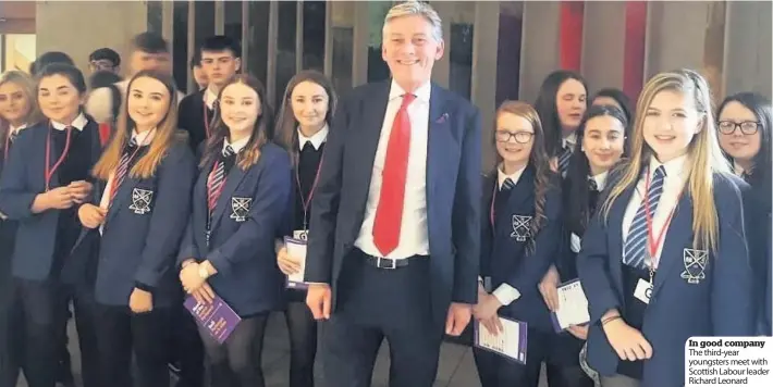  ??  ?? In good company The third-year youngsters meet with Scottish Labour leader Richard Leonard