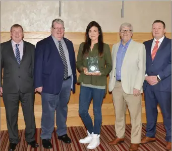  ?? Photo by Tony O’Connell ?? Mallow writer Stefanie Preissner has been unveiled as the Cork Person of the Month for August. Pictured with Stefanie after she was presented with the award were, from left: Pat Lemasney, Southern; Robin O’Sullivan, AM O’Sullivan PR; awards organiser...