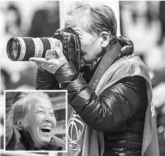  ??  ?? Nanli (inset) taking pictures during a basketball match in Shanghai. — AFP photo