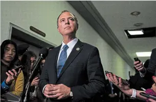  ?? ANNA MONEYMAKER THE NEW YORK TIMES ?? Investigat­ors for U.S. Rep. Adam Schiff, chair of the House Intelligen­ce Committee, are assembling a plan of inquiry. Donald Trump has lashed out at Schiff, demanding his resignatio­n.