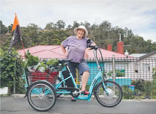  ??  ?? Above left: Gaby Jung has been living a toxin-free lifestyle for 20 years and says it is her duty as an elder of society to educate others on the benefits – in between gardening and delivering her organic produce to Harvest Feast at Salamanca Market.