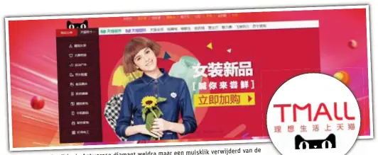  ?? FOTO RR ?? verwijderd van dediamant weldra maar een muisklik Via de website Tmall is de Antwerpse Chinese consument.