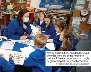  ?? CHRIS FAIRWEATHE­R/HUW EVANS AGENCY ?? Nearly eight in 10 school leaders said the cuts they are being forced to make will have a negative or strongly negative impact on school provision.