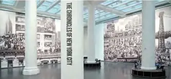  ??  ?? These file photos show a view of ‘The Chronicles of New York City’ at the ‘JR: Chronicles’ exhibition at the Brooklyn Museum in New York City.