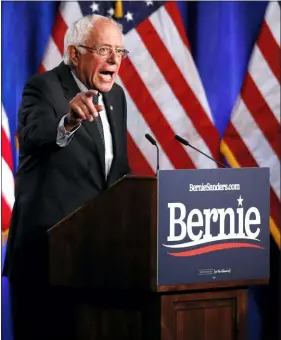  ?? PATRICK SEMANSKY — THE ASSOCIATED PRESS ?? Democratic presidenti­al candidate, Sen. Bernie Sanders, I-Vt., gives a speech on his “Medicare for All” proposal, Wednesday at George Washington University in Washington.