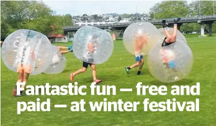  ?? Photo / Supplied Photo / Supplied ?? Festival fun at the Ebbett Fun Zone with bumper inflatable balls.
Comedian and magician Jarred Fell is performing tonight at 2Mile2Good as part of the winter festival.