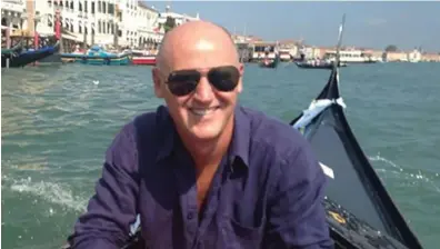  ??  ?? Renwick Haddow on a gondola in Venice. His investors were taken for a different kind of ride