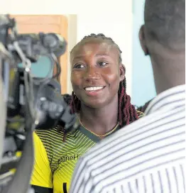  ?? PHOTO BY LENNOX ALDRED ?? Jamaica captain Stafanie Taylor talks to media ahead of her team’s departure for St Kitts on Thursday where they will play in the 2024 CG United Women’s Super 50 Cup.