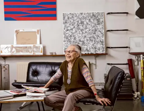  ?? New York Times ?? An undated photo by Bertrand Hugues, courtesy of Galerie Berthet Aittouare’s, shows Hungarian-born Vera Molnar, the godmother of generative art, in her workshop.