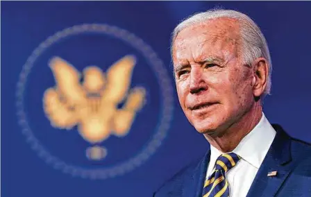  ?? Amr Alfiky / NYT ?? El presidente electo Joe Biden habla en el teatro The Queen el martes 29 de diciembre de 2020 en Wilmington, Delaware.