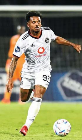  ?? /Gallo Images ?? Kermit Erasmus of Orlando Pirates during the match against Golden Arrows this month in Durban.