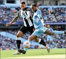  ?? Photo: AFP ?? Raheem Sterling (right) scored twice for Manchester City in the 5-0 win against Newcastle.