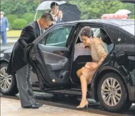  ??  ?? Carrie Lam, Hong Kong's Chief Executive, arrives for Emperor Naruhito's enthroneme­nt ceremony at the Imperial Palace in Tokyo, Japan, on Tuesday. BLOOMBERG